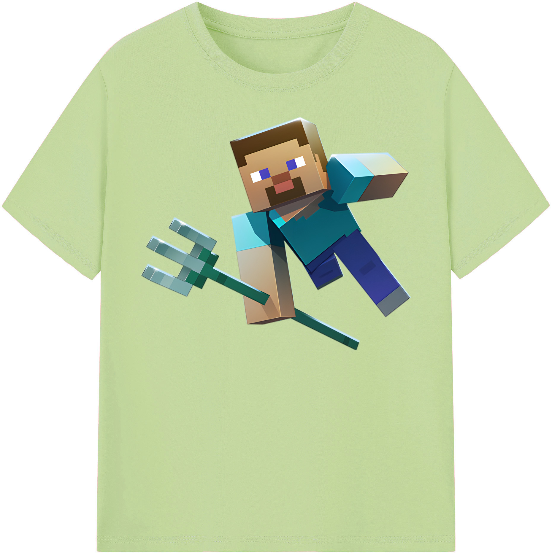 （画像用） マインクラフト ブロックの世界 Minecraft MC Block world 綿100％半袖Tシャツ（フロントプリント）